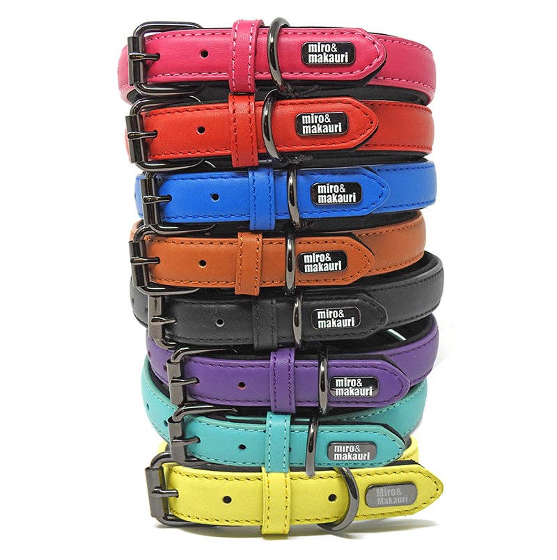 Miro & Makauri 'Milford' Leather Dog Collars - Vibrant Colours.