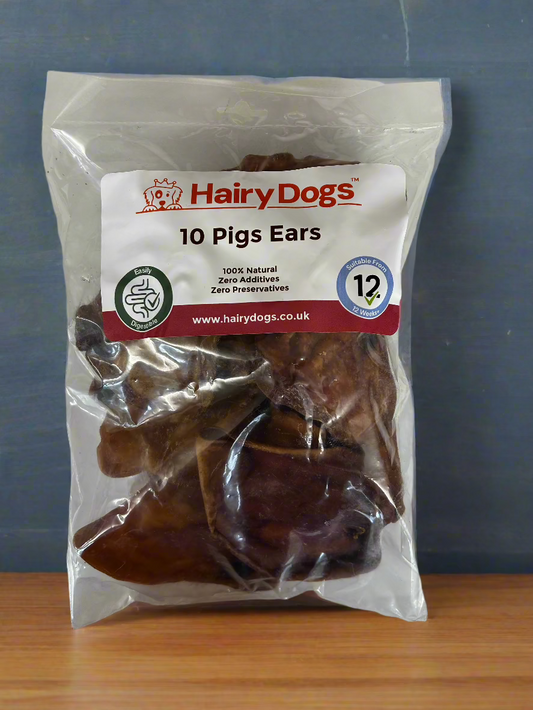 Hairy Dogs Natural Air-Dried Pig Ears – Pack of 10.