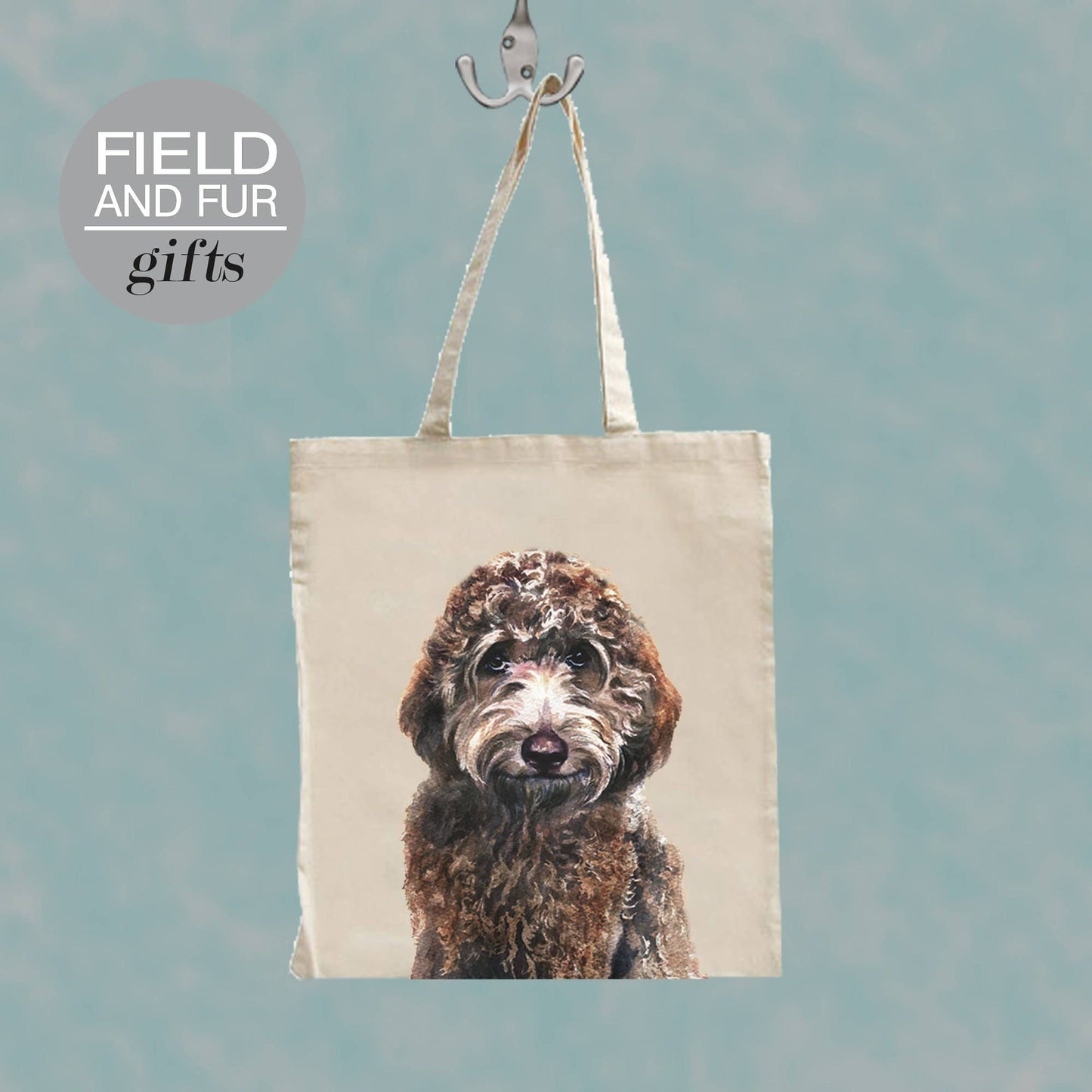 Douglas, Chocolate Labradoodle Tote Shopping Bag.