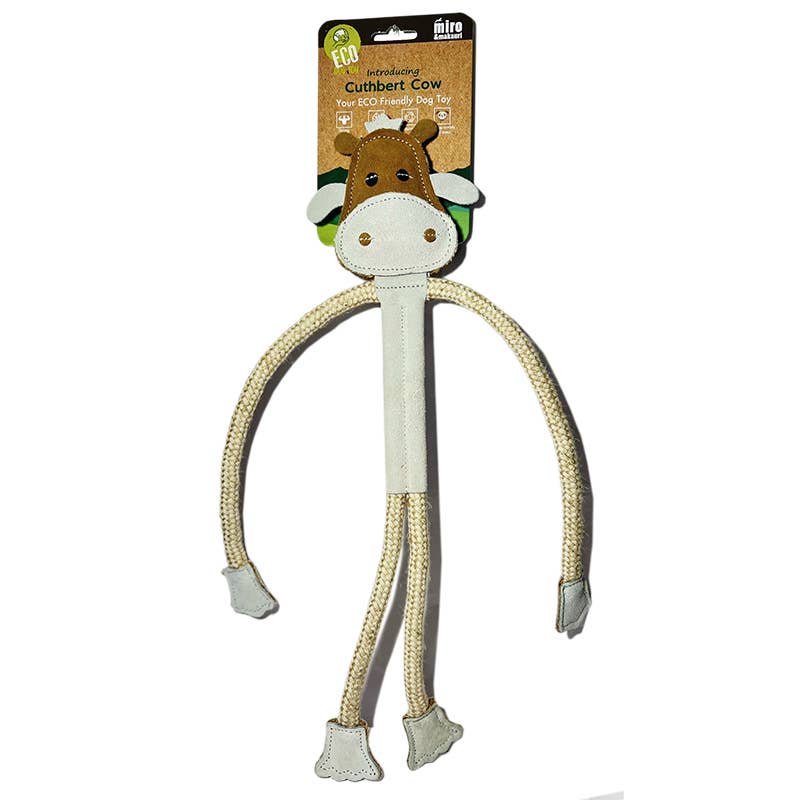 Cuthbert The Cow- Eco Leather Dog Toy.