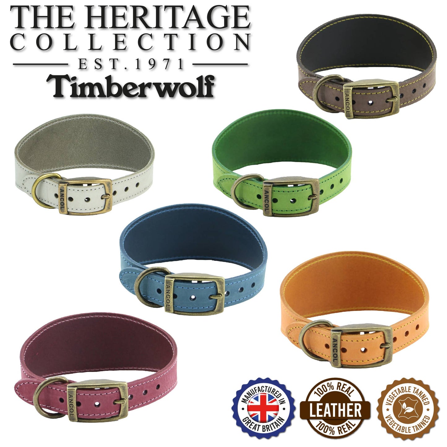 Timberwolf Greyhound or Whippet Collar (2 sizes) Light Grey.