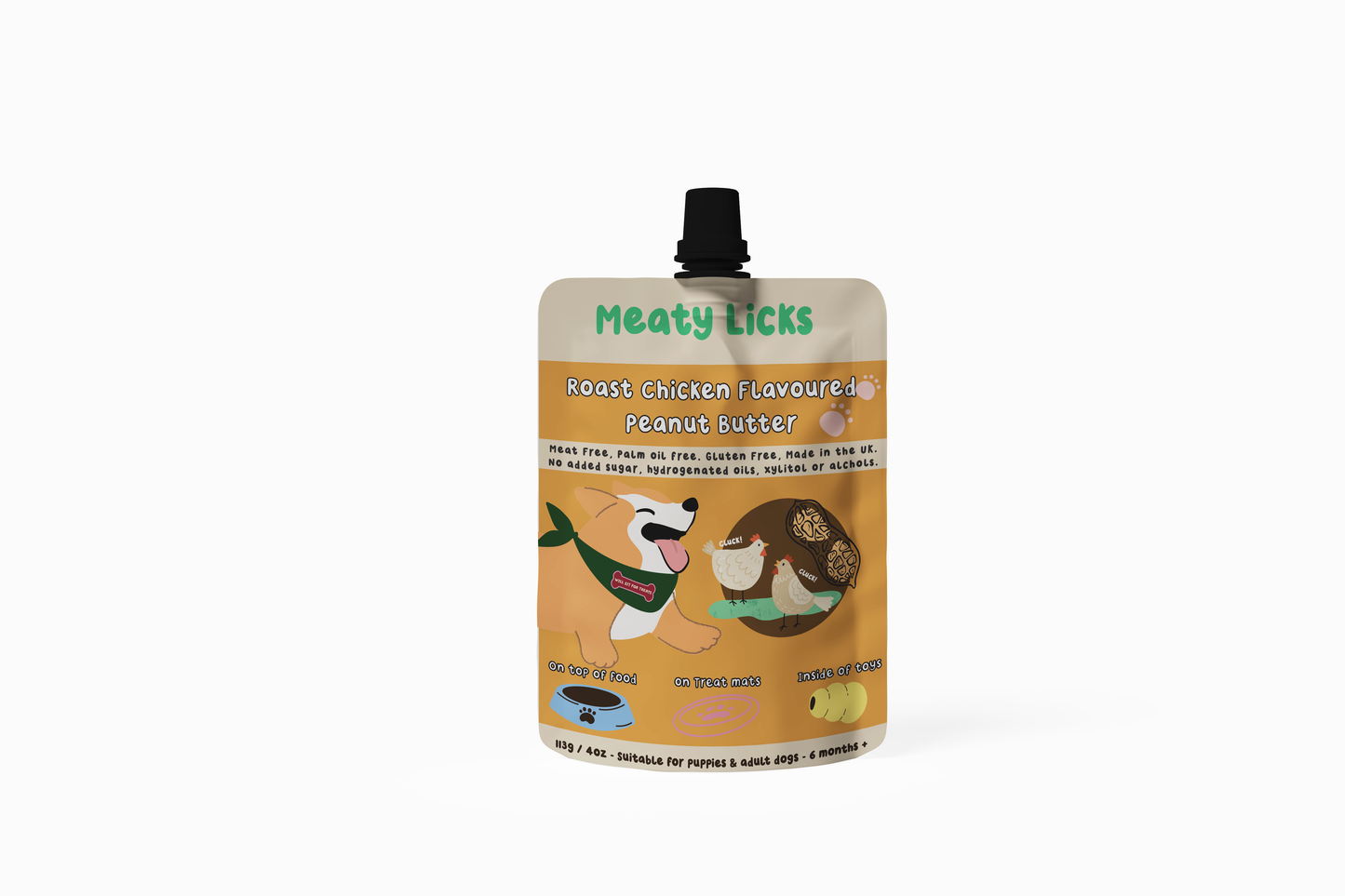 Roast Chicken Flavoured Peanut Butter Pouch for dogs 113g4oz
