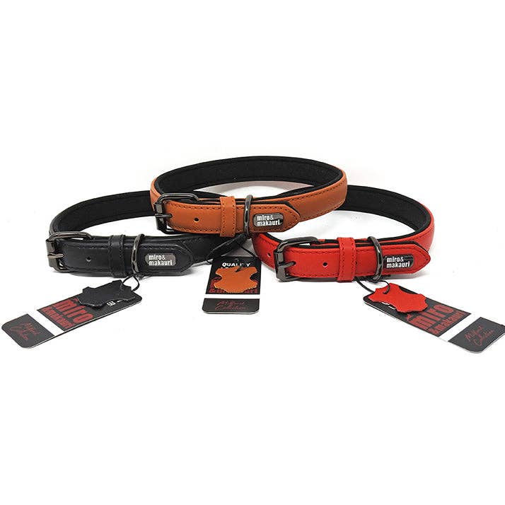 Miro & Makauri 'Milford' Leather Dog Collars - Vibrant Colours - Hairy Dogs (Cambs) Ltd
