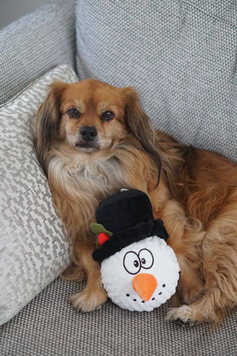 Simon the Snowman Holi-Yay Christmas Dog Ball – Textured Squeaky Plush Toy for Fetch & Festive Fun