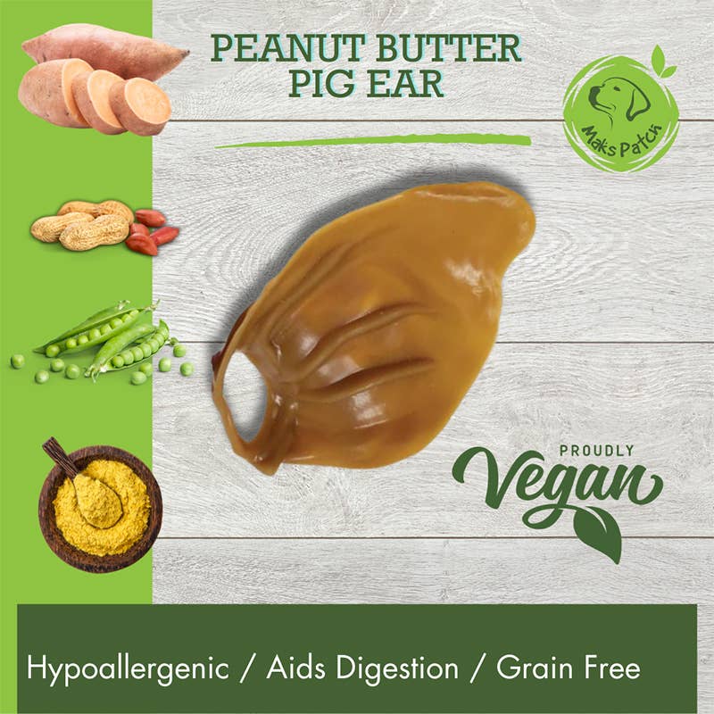 MaksPatch Natural Vegan Pigs Ear Shaped Treats