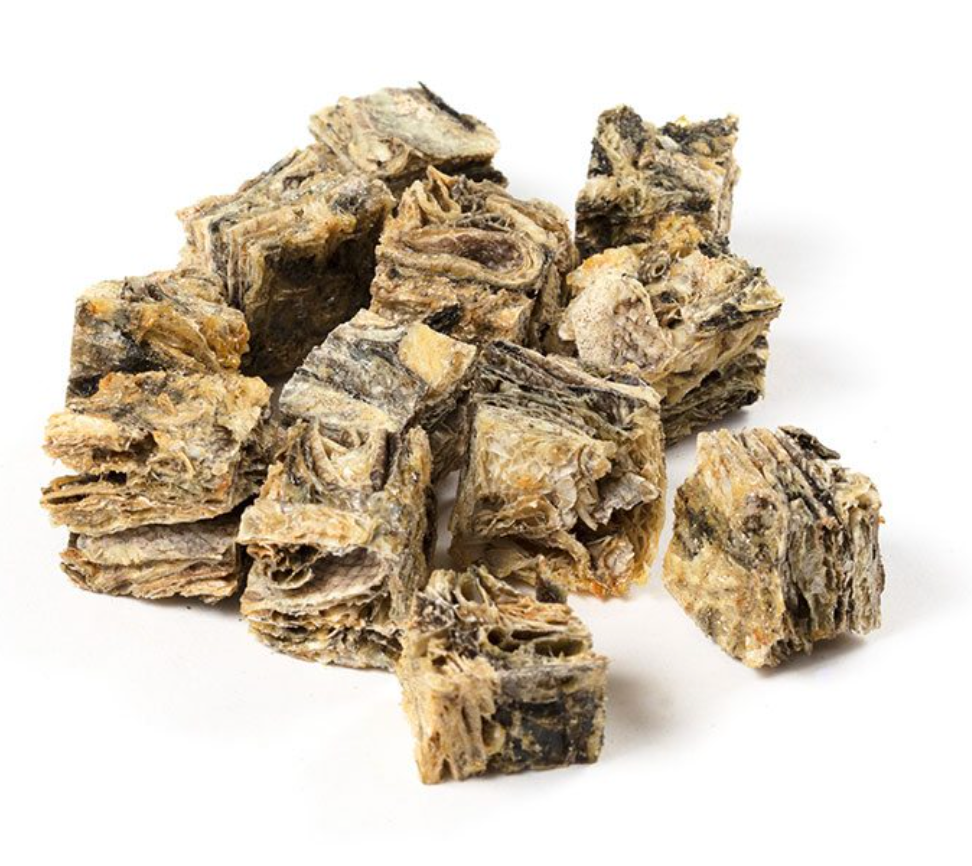 Crunchy air-dried whitefish jerky squares for dogs – low fat, grain-free treats