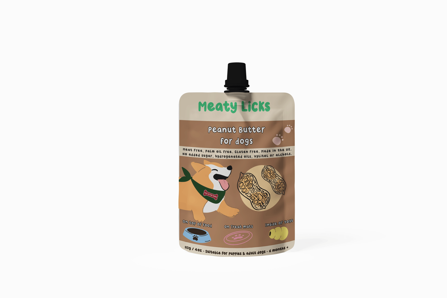 Peanut Butter Pouch for dogs 113g 4oz - Hairy Dogs (Cambs) Ltd