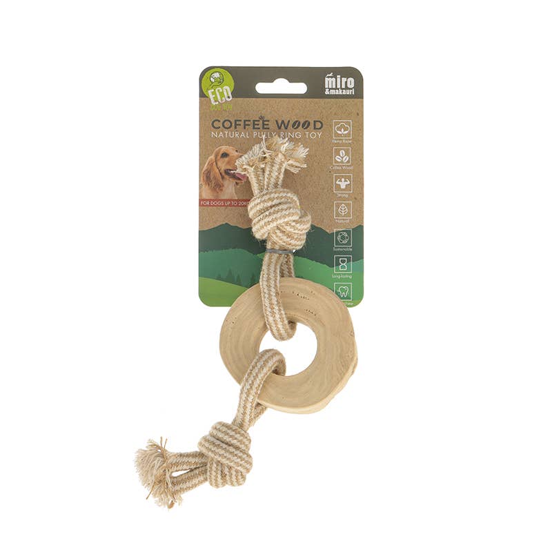 Coffee Wood Pully Ring Toy.
