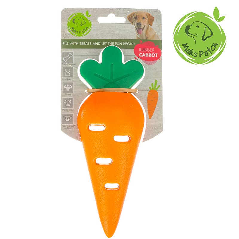 MaksPatch Rubber Carrot Treat Toy.