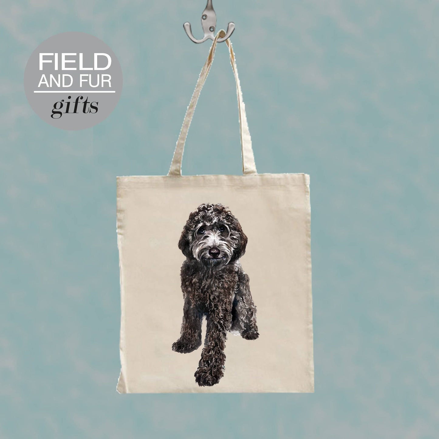 Douglas, Black Labradoodle Tote Shopping Bag