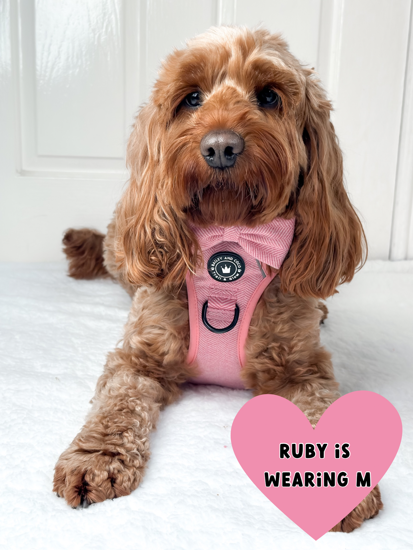 Trail & Glow® No Pull Dog Harness – Bubblegum Pink Tweed (Reflective, Adjustable, Easy-Fit)