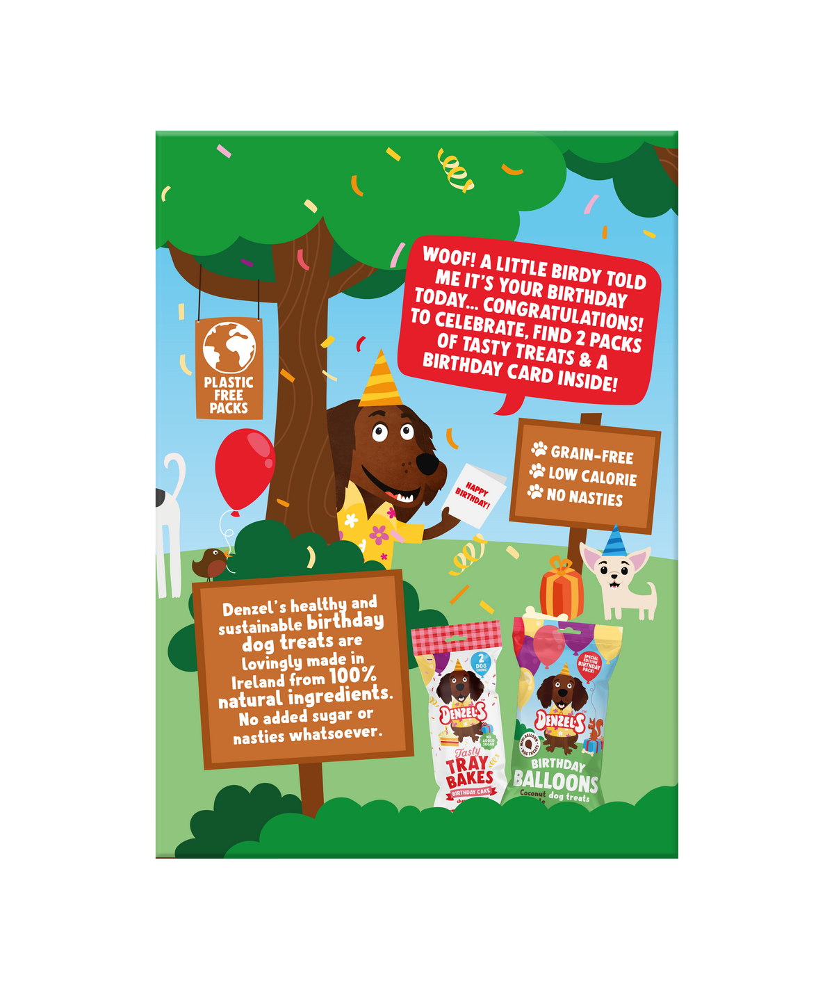 Denzel's Birthday Gift Box for dogs – back of box