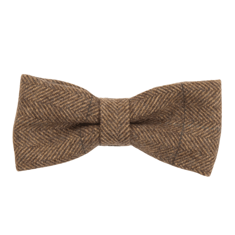 Bailey & Coco dog bow tie in Oxford Tweed — wool mix, velcro collar attachment