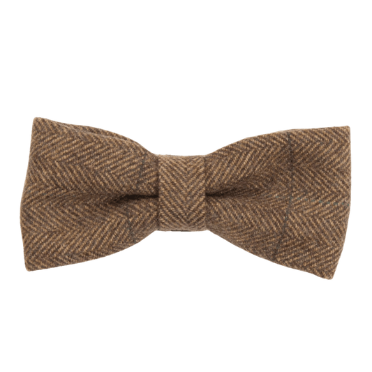 Bailey & Coco dog bow tie in Oxford Tweed — wool mix, velcro collar attachment