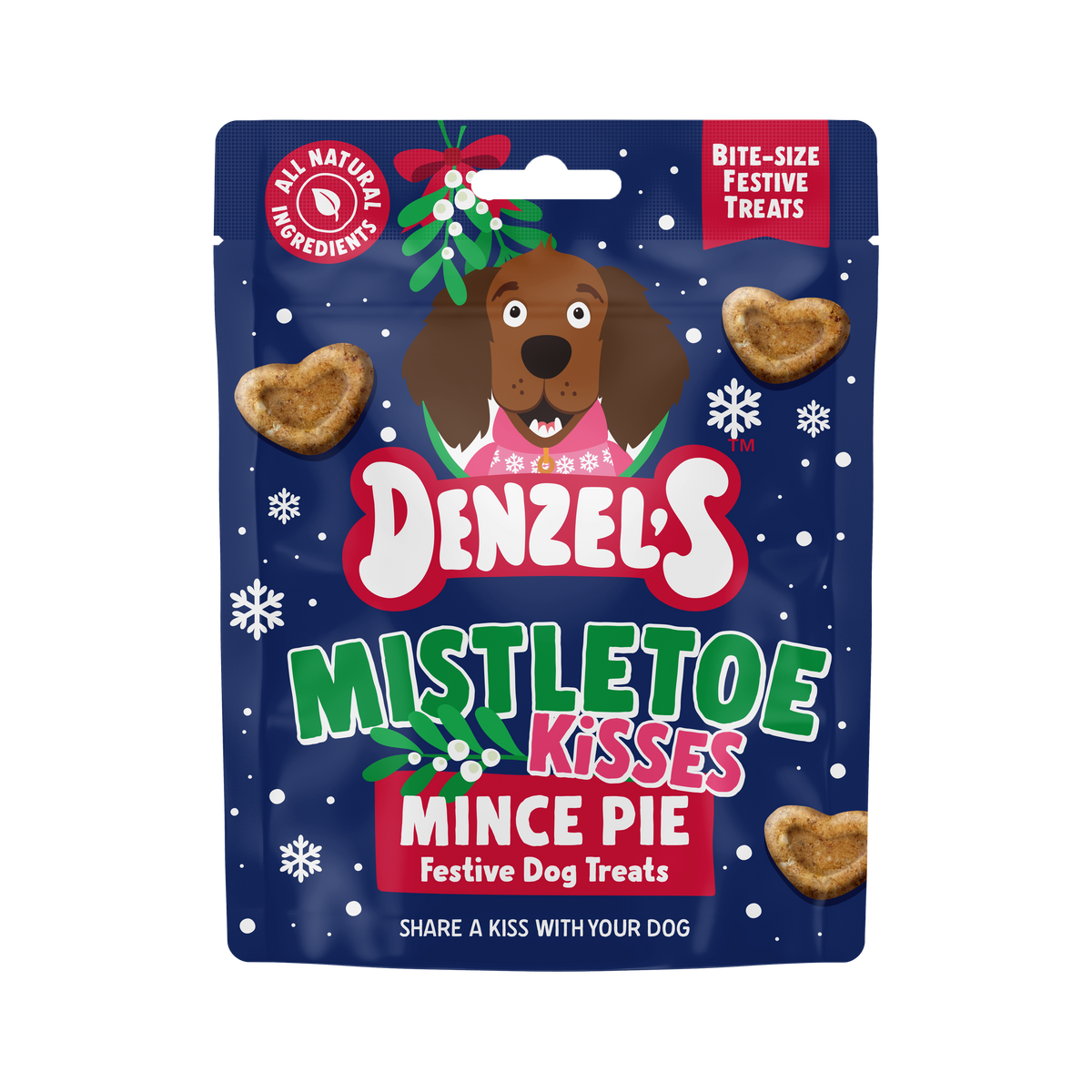 Denzel's Mistletoe Kisses vegan mince pie dog treats 90g