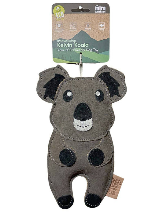 Miro & Makauri Kelvin Koala eco leather dog toy — koala-shaped toy in genuine leather with coconut-fibre filling and vegetable dyes