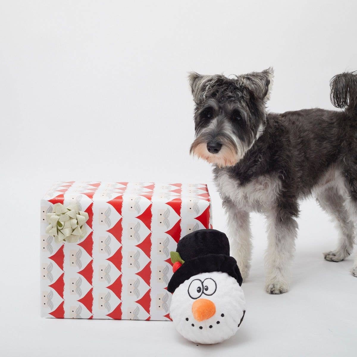 Simon the Snowman Holi-Yay Christmas Dog Ball – Textured Squeaky Plush Toy for Fetch & Festive Fun