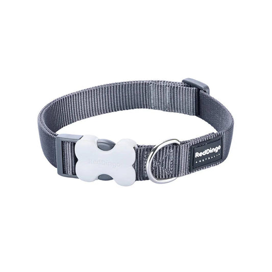 red dingo dog collar cool grey bucklebone clip stainless steel