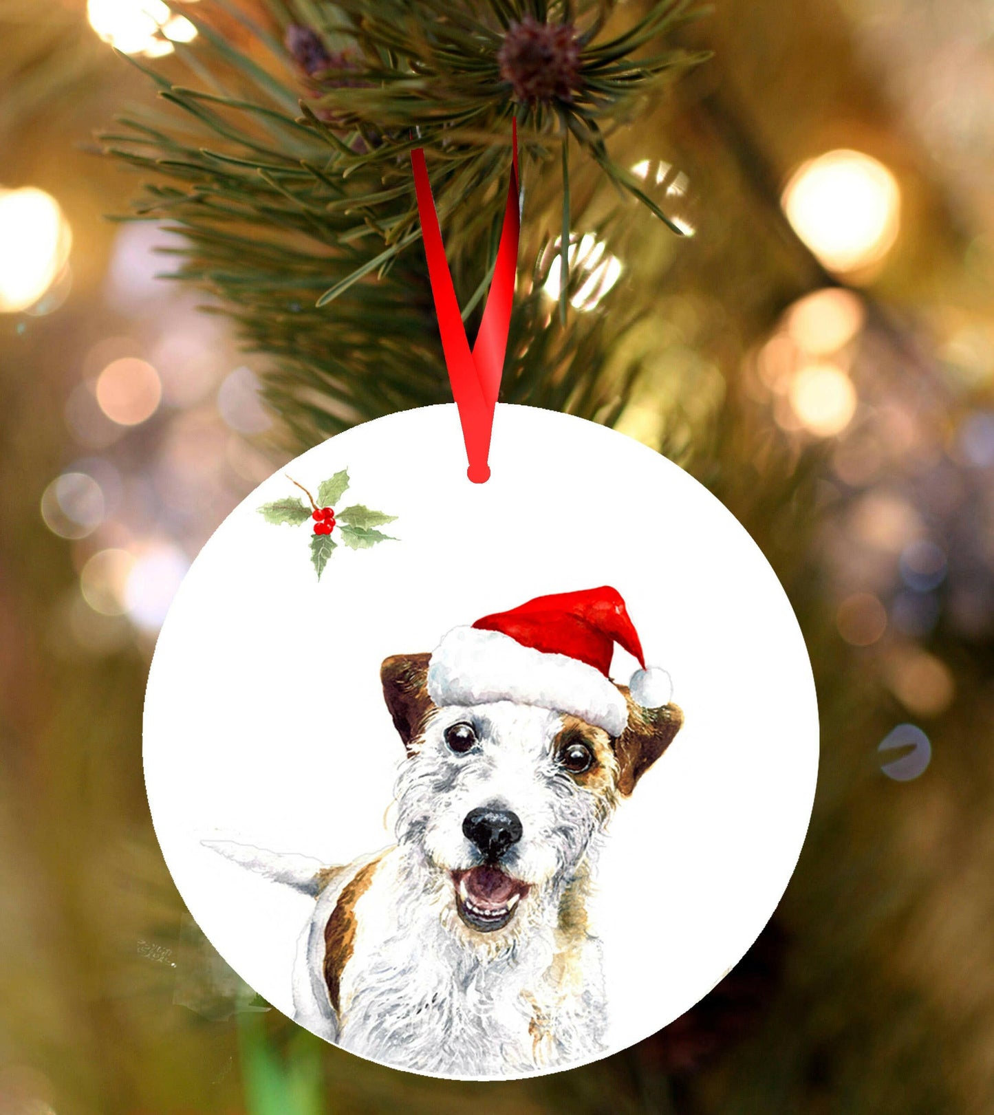 Jack Russell Christmas decoration, Harvey design, ceramic hanging bauble