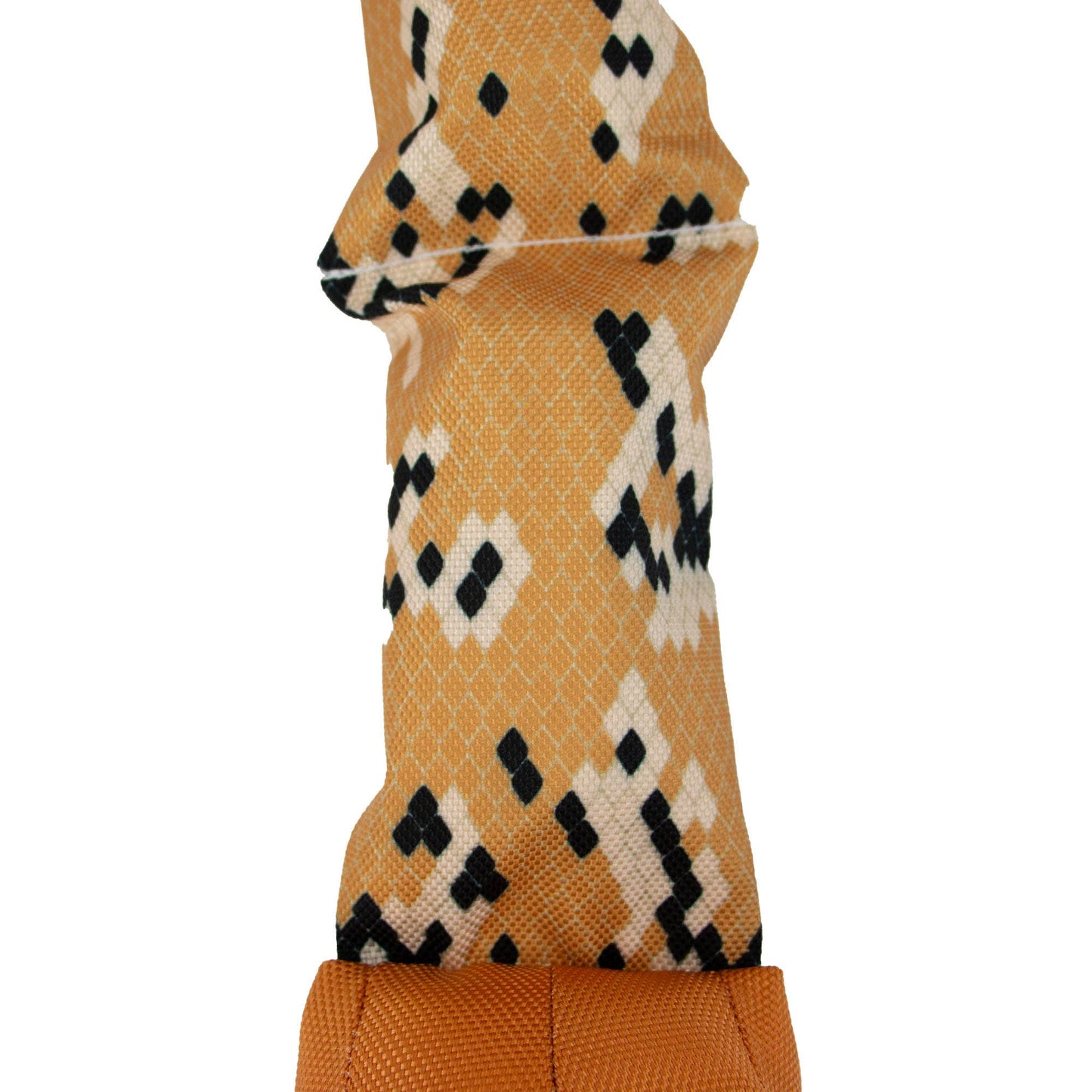 Close-up of durable fabric on Ancol Tough Super Snake dog toy