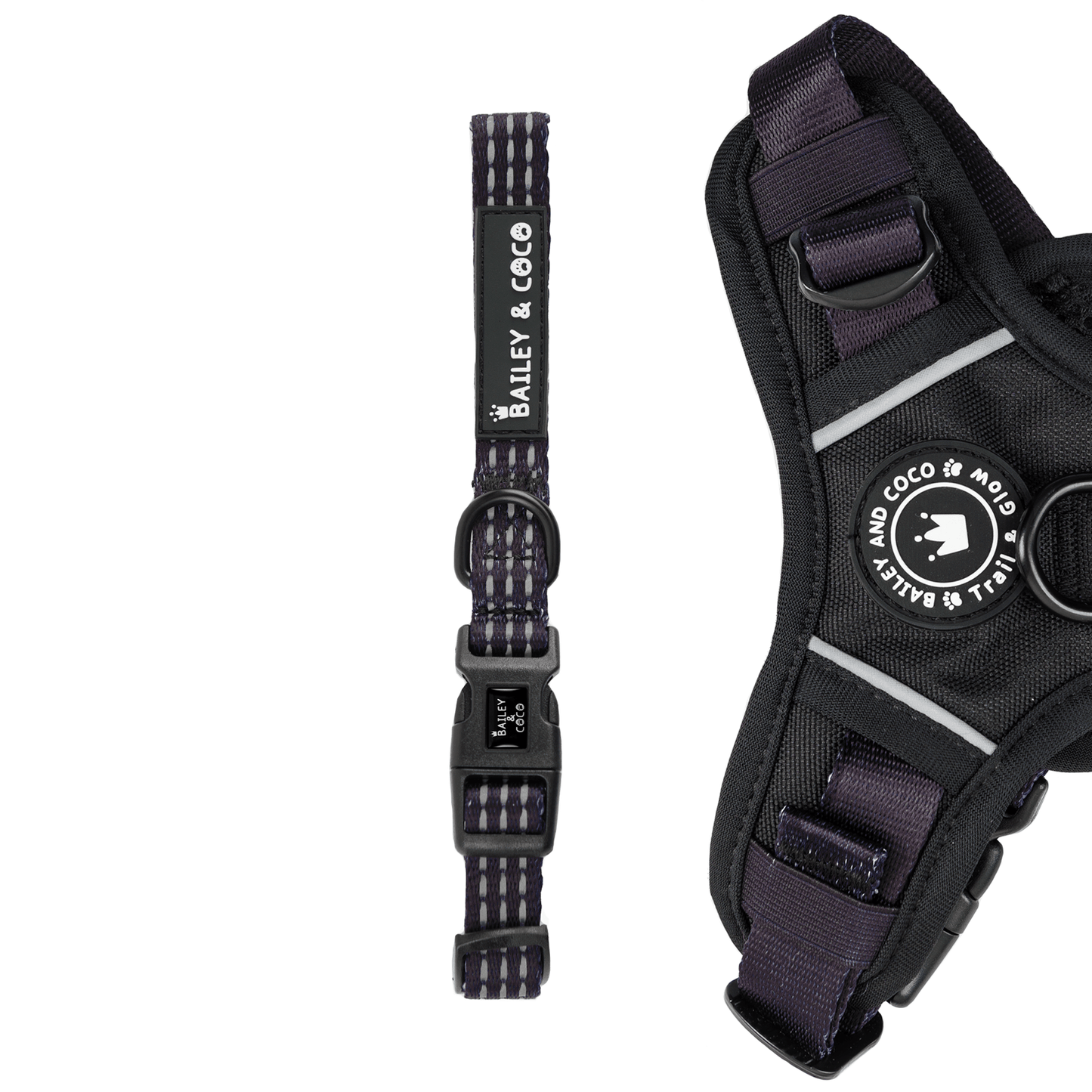 Bailey & Coco adjustable dog collar in Jet Black