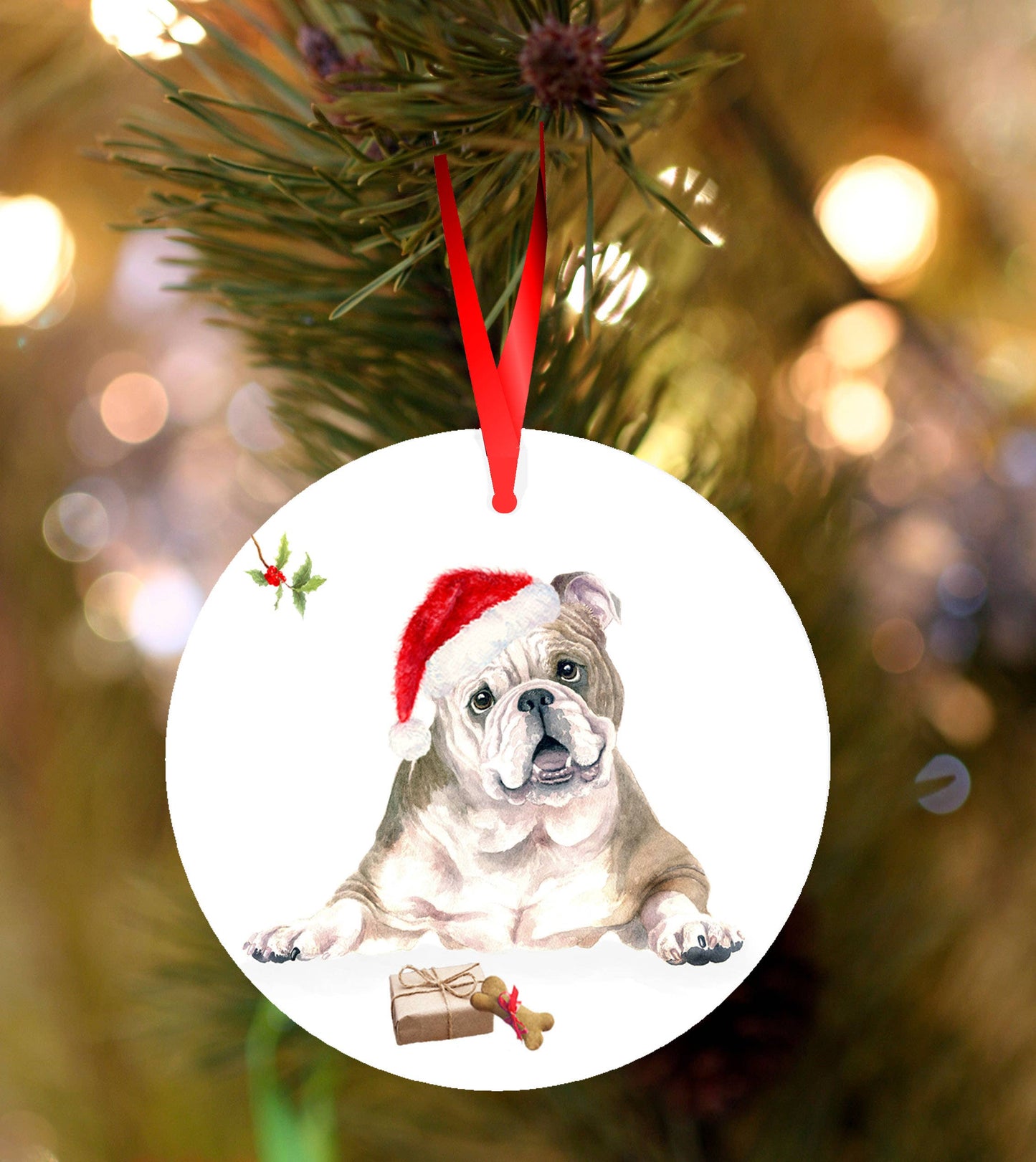 Ceramic Christmas / Holiday Decoration, English Bulldog.