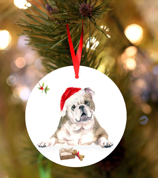 Ceramic Christmas / Holiday Decoration, English Bulldog.