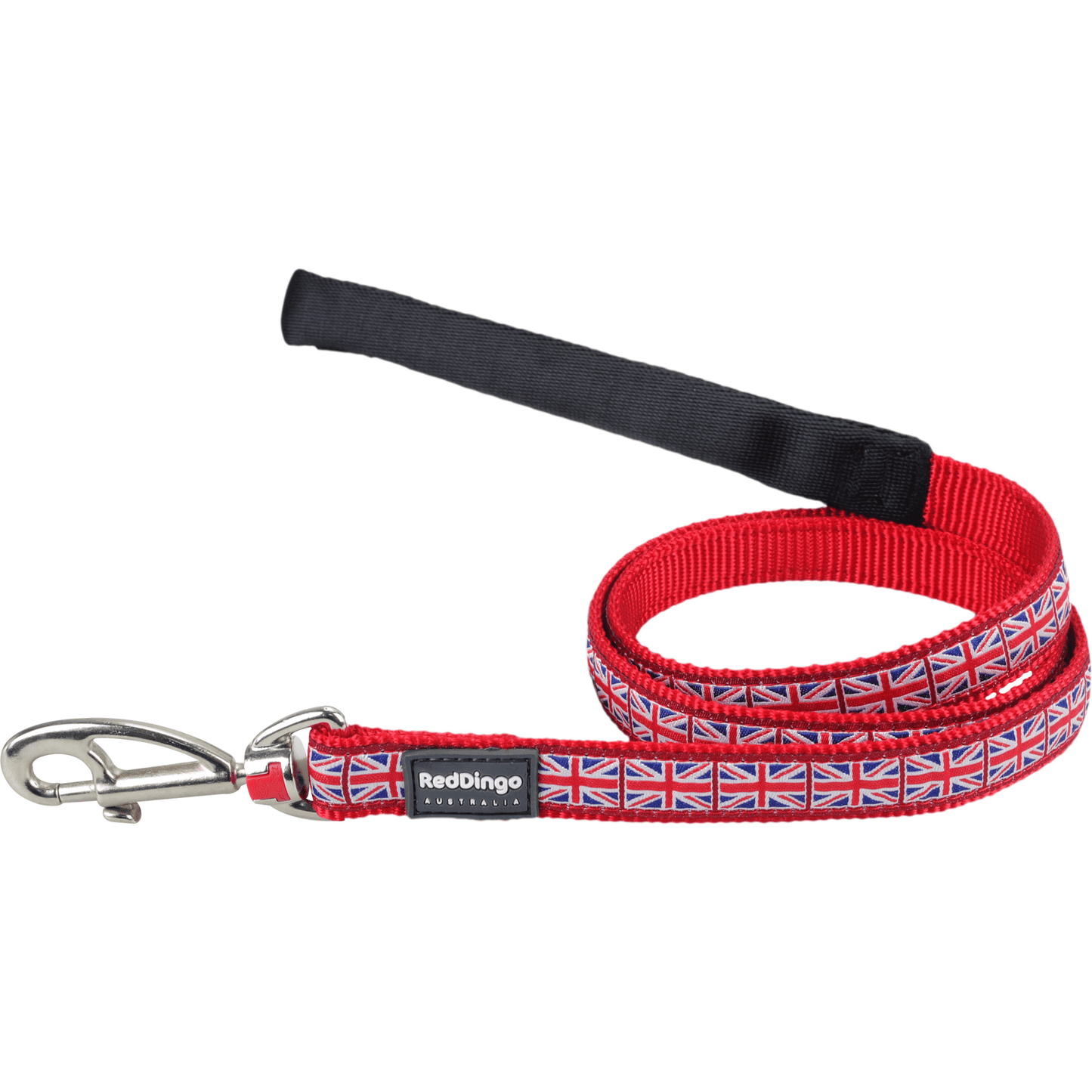 Red Dingo Design dog lead in Union Jack Red — 1.2m padded handle and replaceable clip