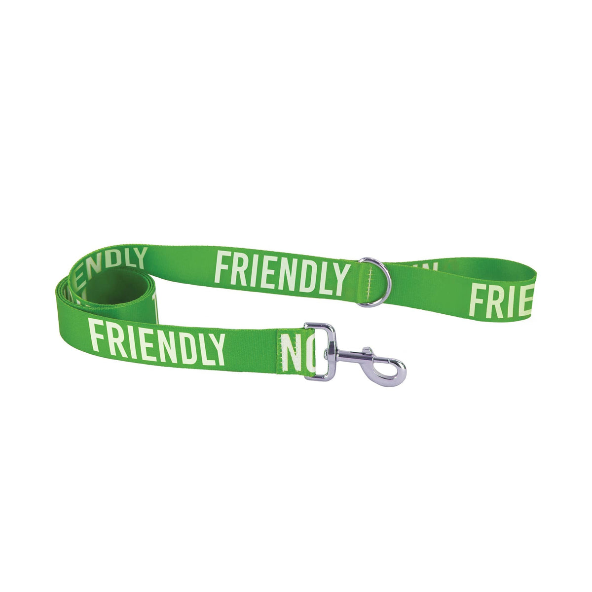 Ancol Awareness dog lead 1.5m with FRIENDLY printed on wide green webbing