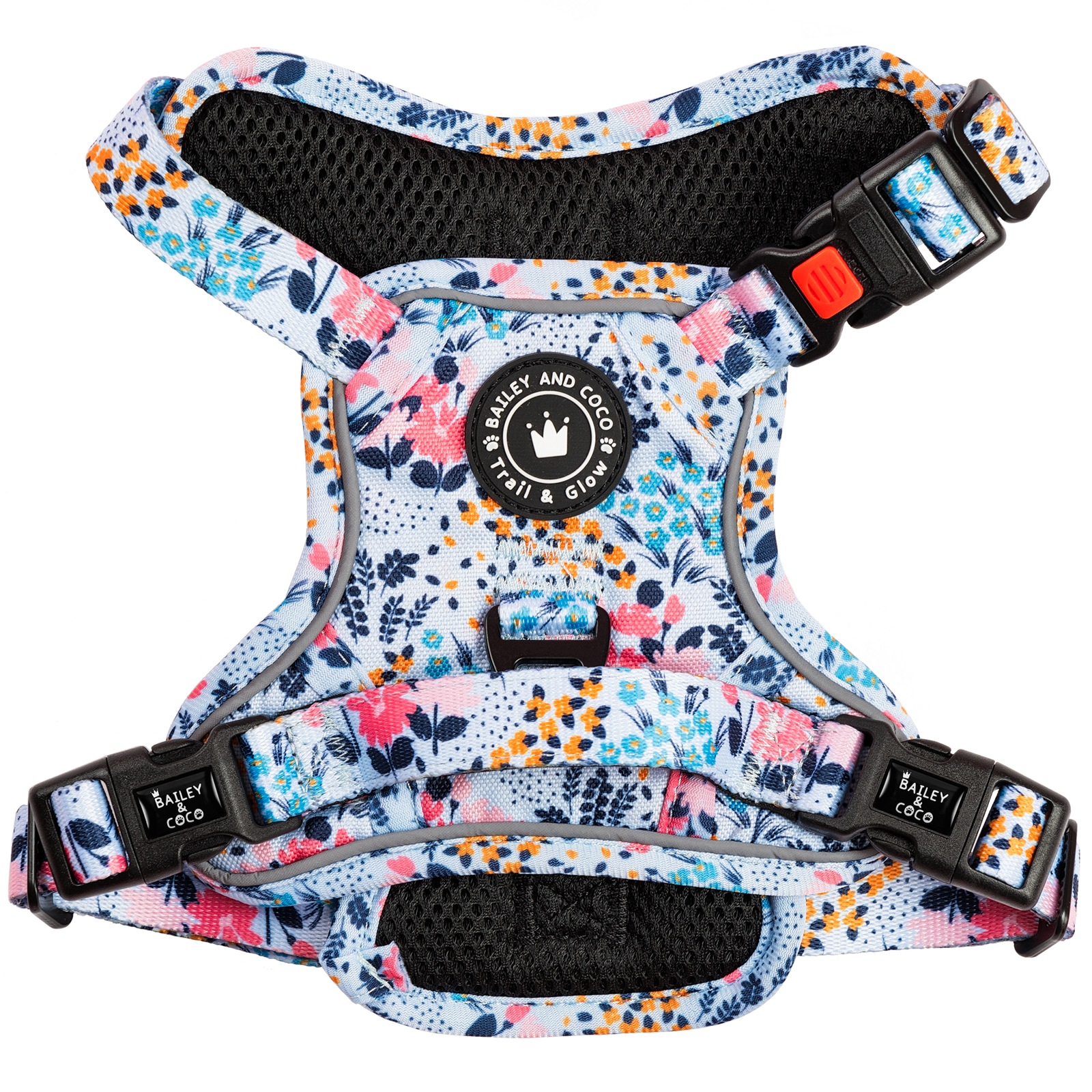 Bailey & Coco Trail & Glow harness in Spring Dreams floral — no-pull, reflective
