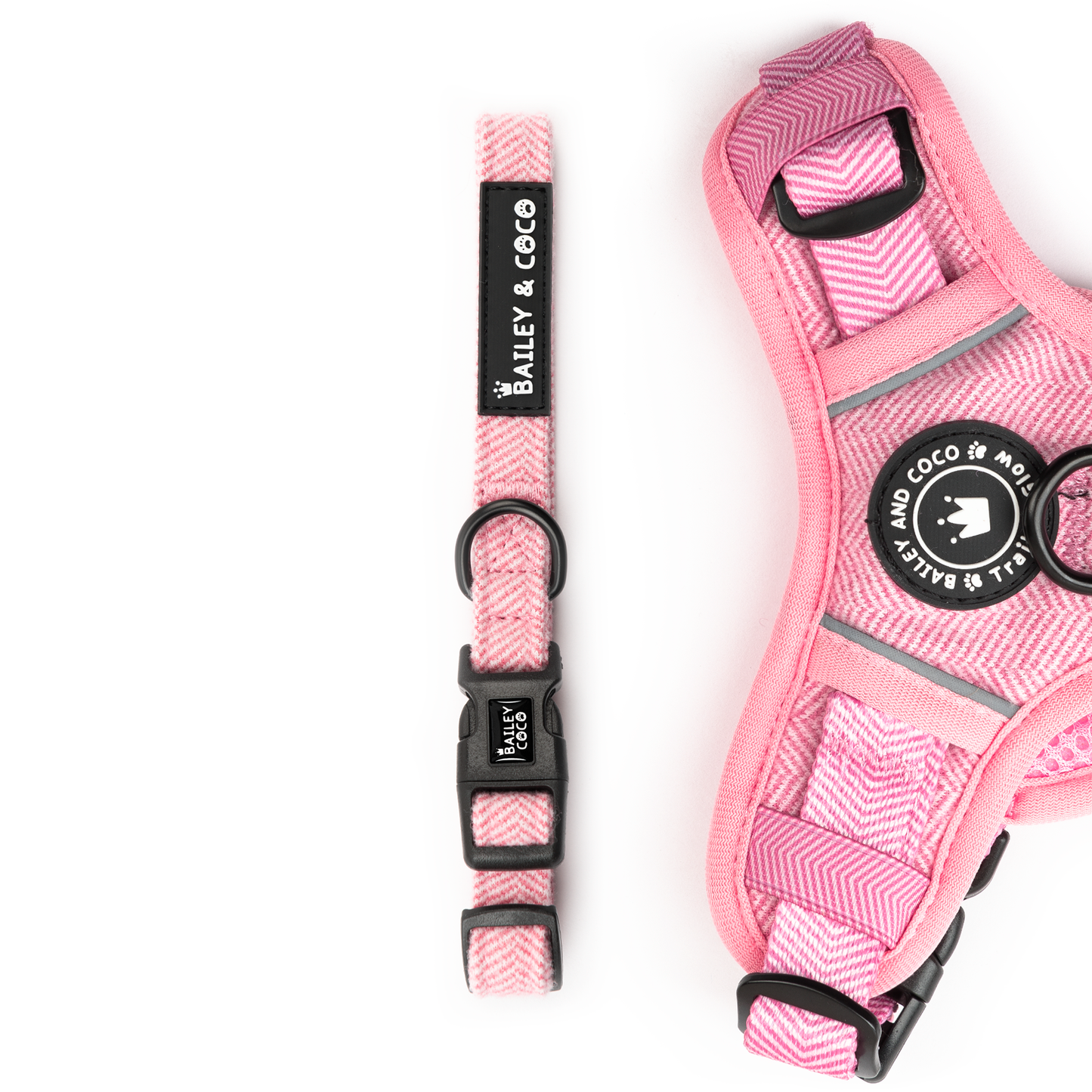 bailey and coco bubblegum pink tweed dog collar