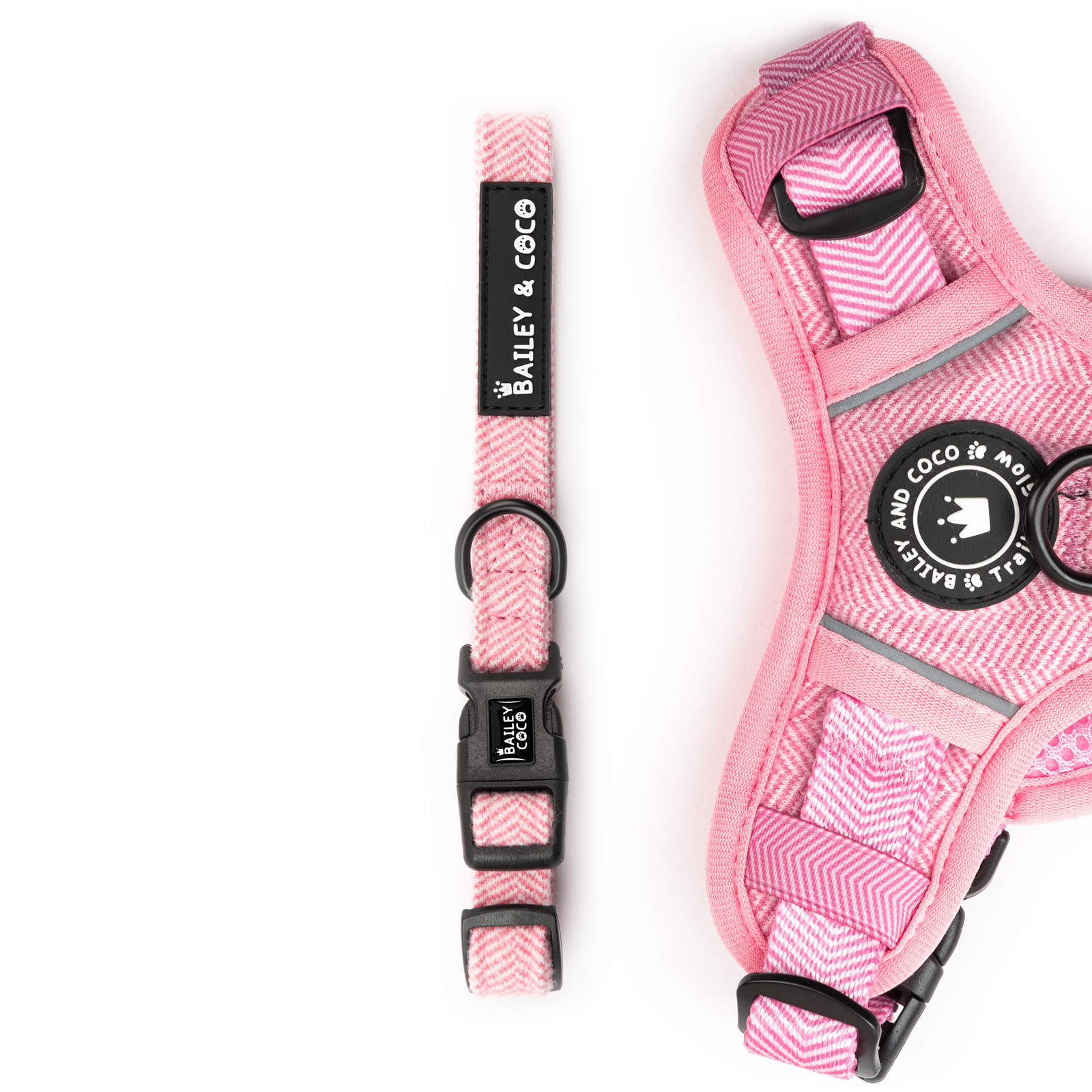 bailey and coco bubblegum pink tweed dog collar