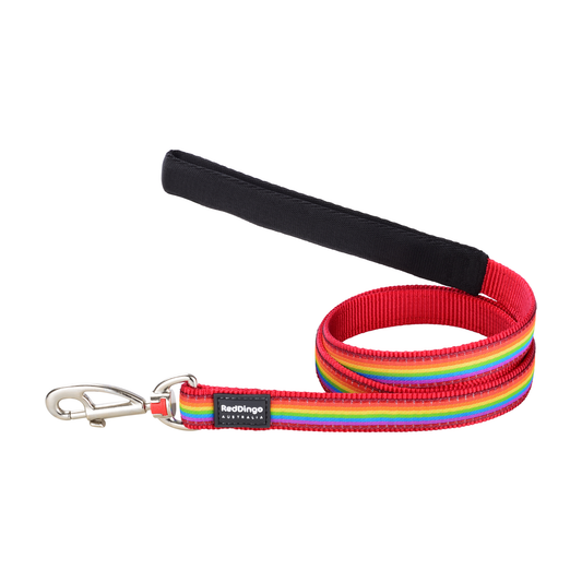Red Dingo Rainbow Red dog lead with padded handle – 1.2m