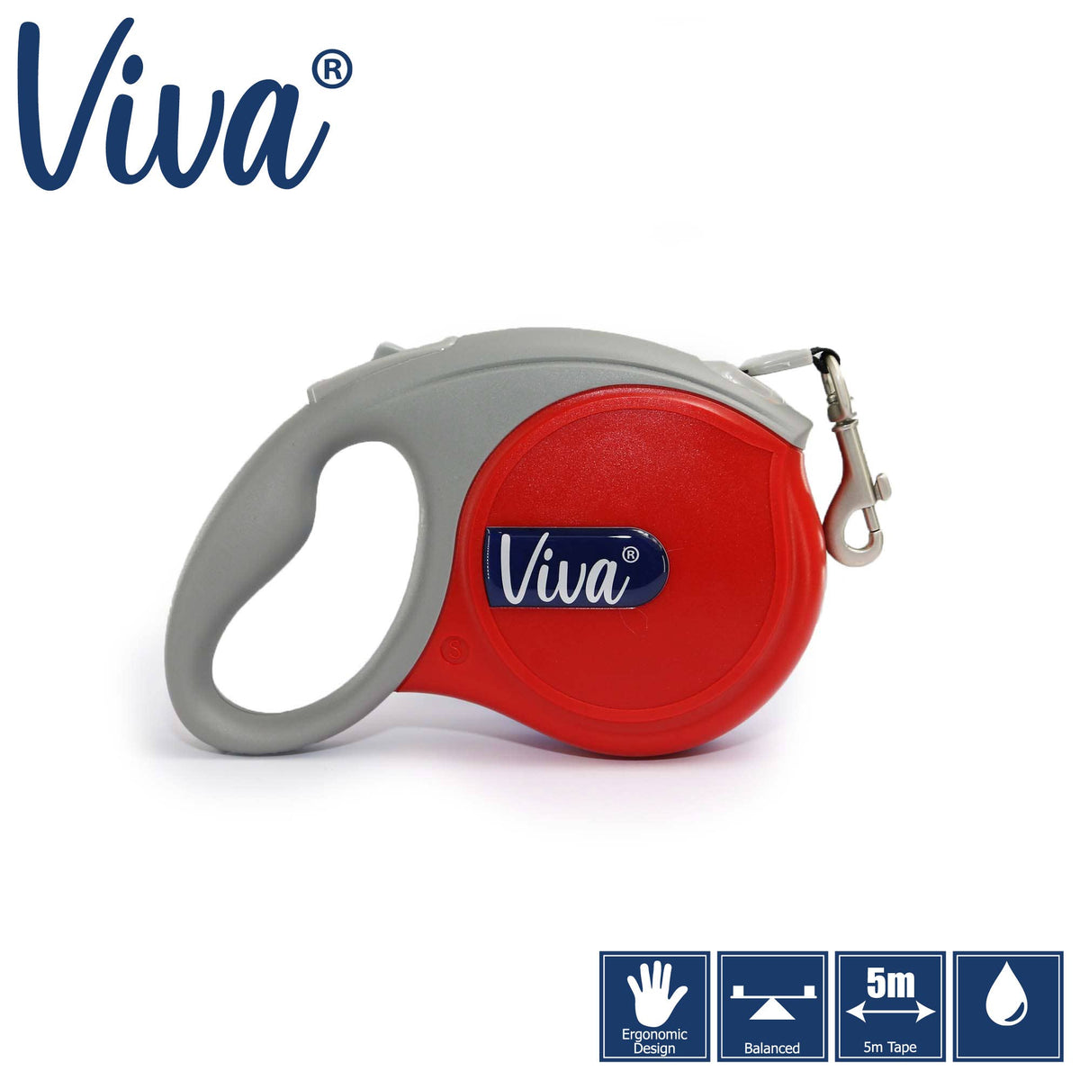 Viva Retracting Tape Lead – 5m Dog Lead with Brake System (3 Colours, Small) - Hairy Dogs (Cambs) Ltd