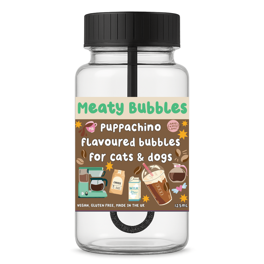 Meaty Bubbles Puppachino flavoured bubbles for dogs and cats, 125ml