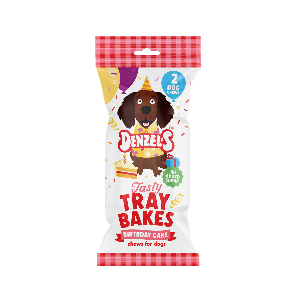 Denzel's birthday cake traybake dog chews