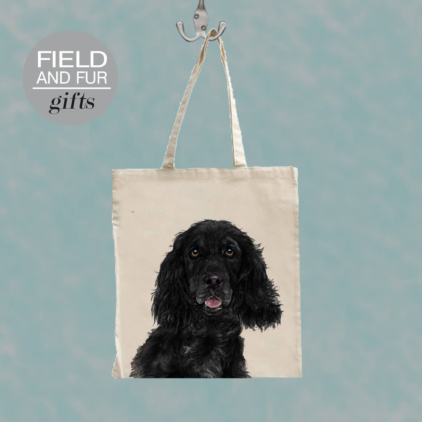 Mimi Black Cocker Spaniel dog tote shopping bag