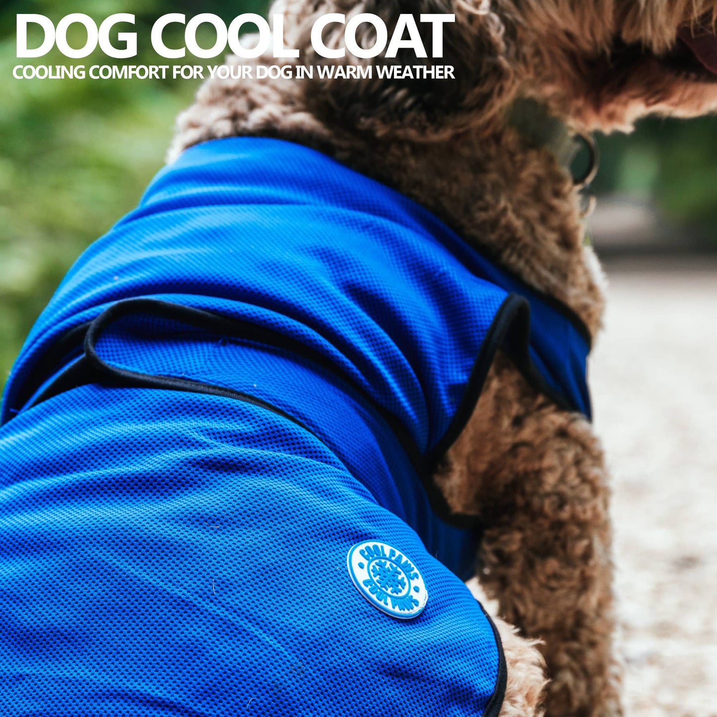 Ancol Ice Paws cooling dog coat close-up showing fabric texture and belly strap detail