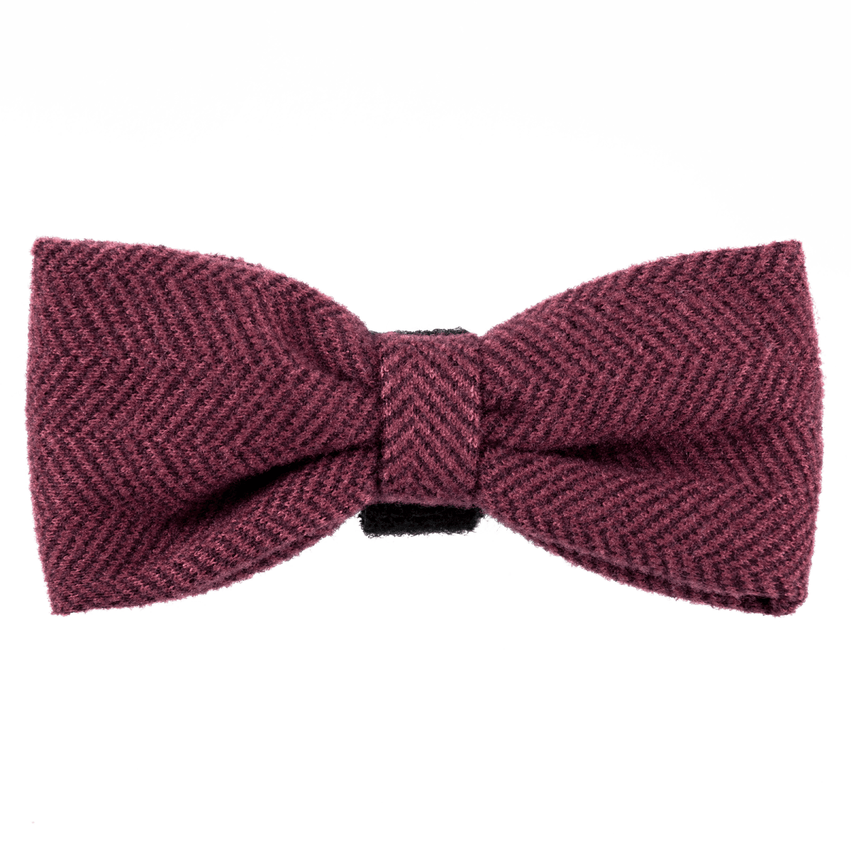 Bailey & Coco dog bow tie in Mulberry Tweed — wool mix, velcro collar attachment