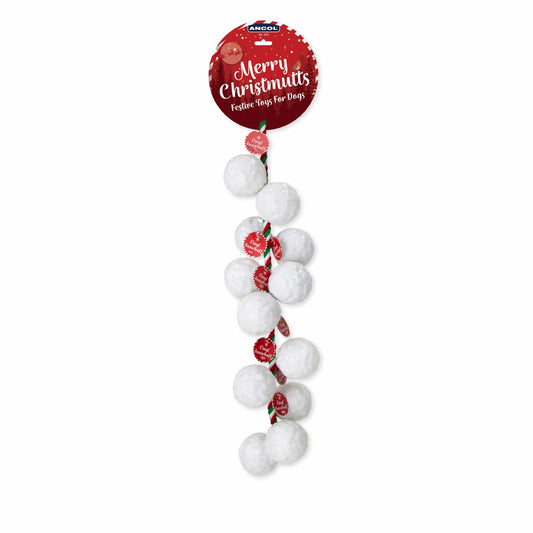 Christmas bouncy snowball dog toy — plush and rubber fetch ball