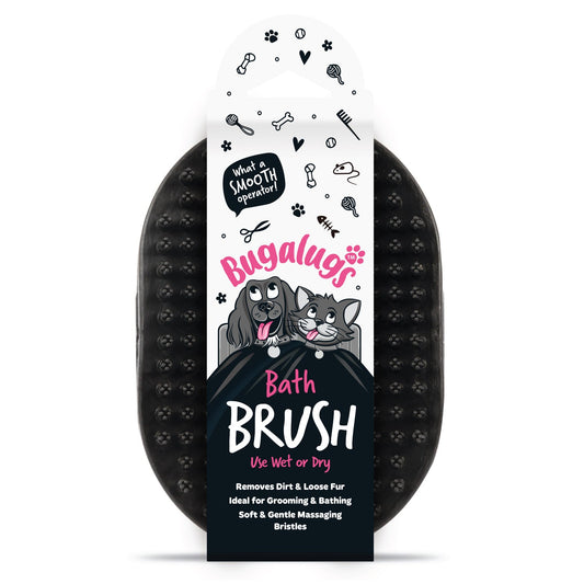 Bugalugs Wet and Dry Bath Brush for dogs and cats in black