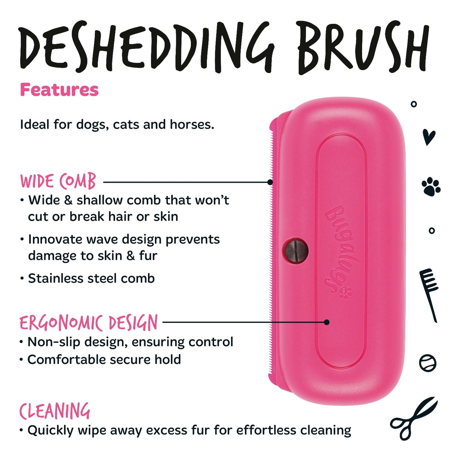Bugalugs Deshedding Brush features in pink