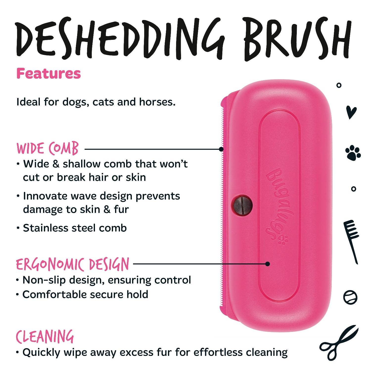 Bugalugs Deshedding Brush features in pink