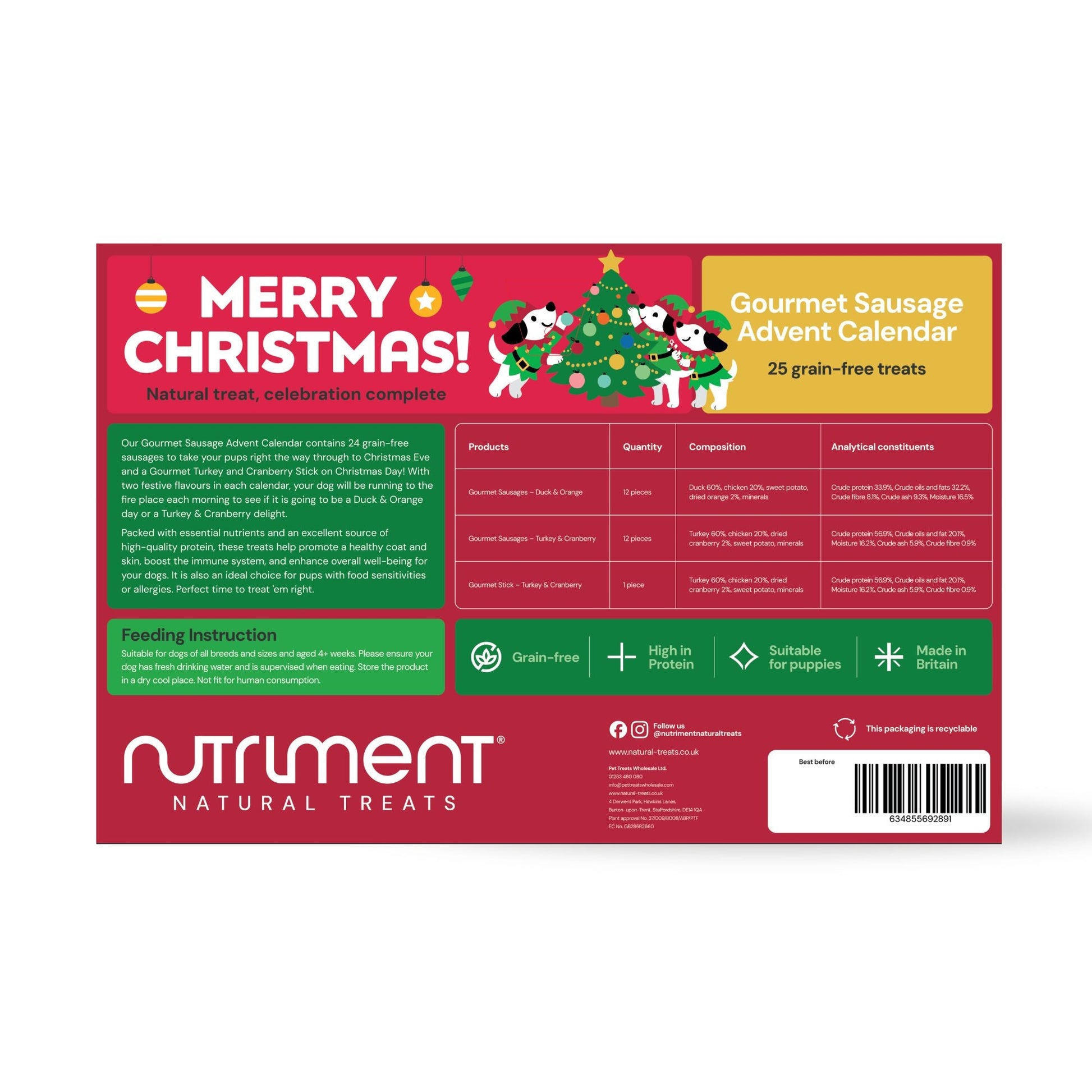 Nutriment Gourmet Sausage Advent Calendar for Dogs - Hairy Dogs (Cambs) Ltd