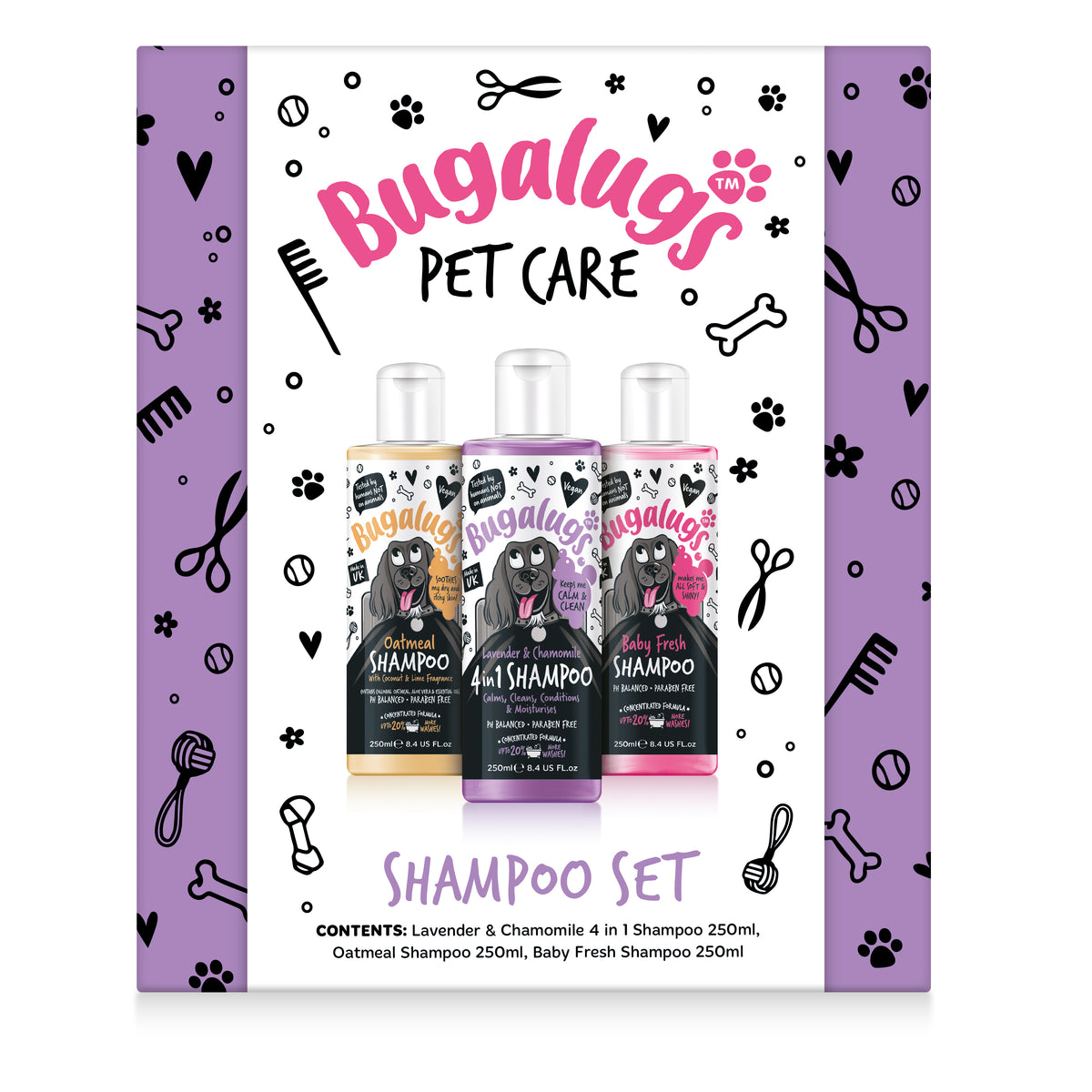Bugalugs Dog Grooming Gift Set – Boxed 3-Piece Sets