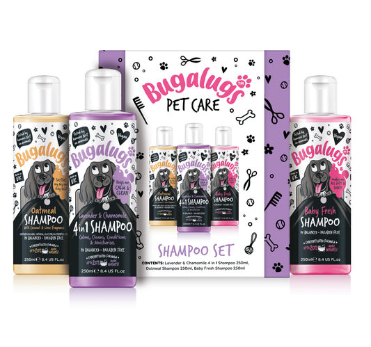 Bugalugs Dog Grooming Gift Set – Boxed 3-Piece Sets