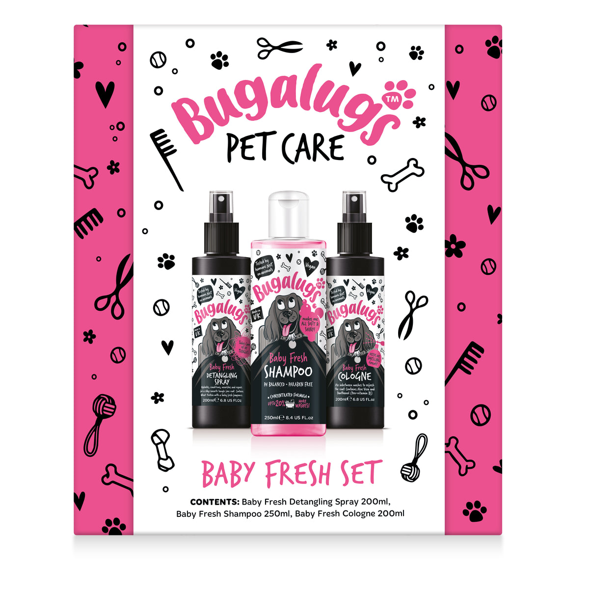 Bugalugs Dog Grooming Gift Set – Boxed 3-Piece Sets