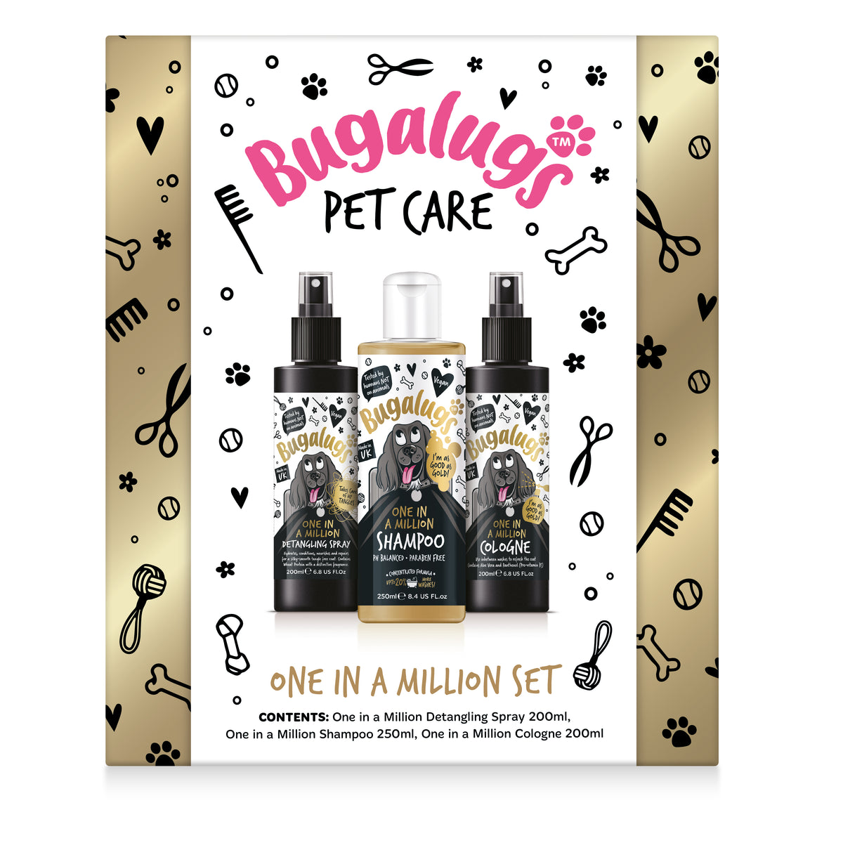 Bugalugs Dog Grooming Gift Set – Boxed 3-Piece Sets