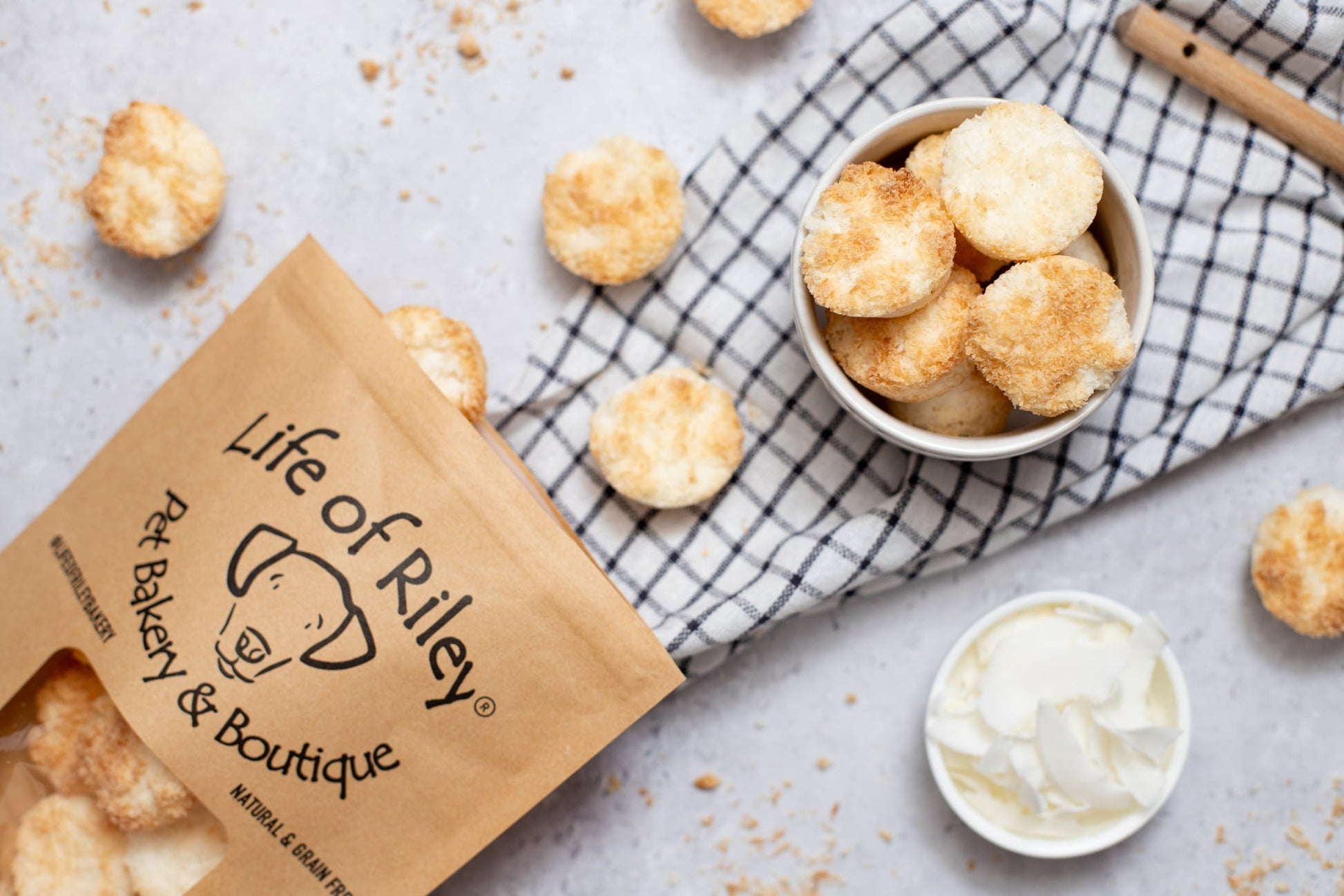 Life of Riley Coconut Macaroons for dogs, chewy golden coconut treats
