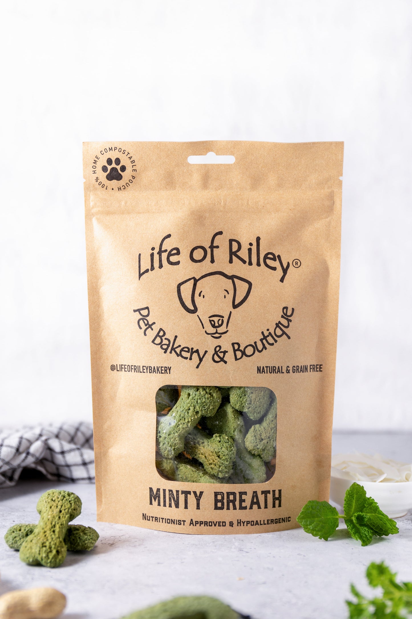 Life of Riley Minty Breath Bones for Dogs – Grain-Free, Natural Dental Treats